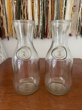 Clear Glass Carafe bottles - Set of 2